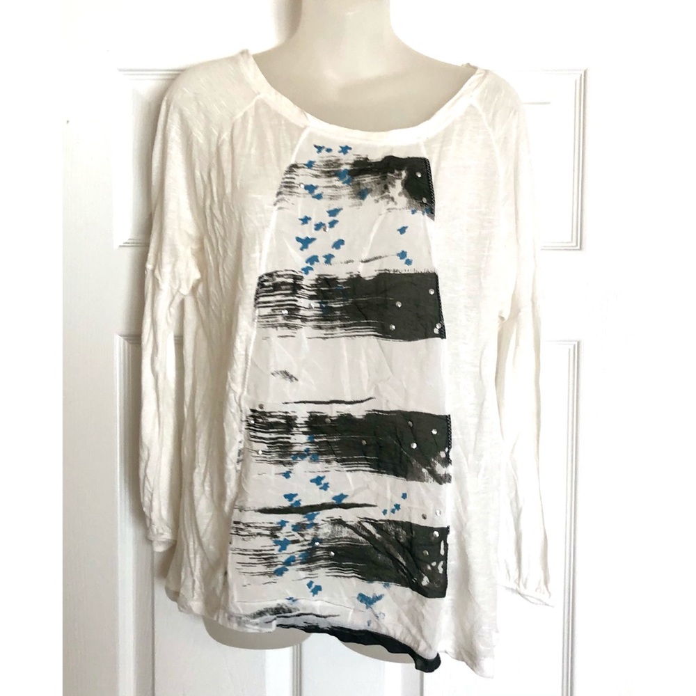 Free People long sleeve tee with whimsical Abstract Bird Design